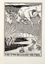 A két bika és a béka, a Fontaine Fables, kocsma. 1905