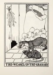 A menyét a magtárban, a Fontaine Fables-ből, pub. 1905