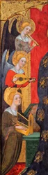 Madonna zenész angyalokkal körülvéve - Angyalok részlete - Madonna zenélő angyalokkal (Részlet) - Pere Serra festménye (aktív 1357-1406 körül), kb 1380 - Tempera a panelen - Museu Nacional d