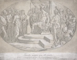 Alexandre et Timoclee, metszett: Nicolas Lesueur (1691-1764) (litho)