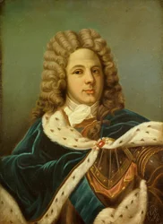 Louis de Rouvroy, Szent Simon hercegének (1675-1755) portréja Perrine Vigger Du Vigneau (? 1894) emlékező festménye. 1887. Mérete 0,75 x 0,54 m