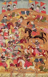 Csata a perzsák és a turániak között, illusztráció a "Shahnama"-ból (Királyok könyve), Abu