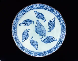 Partridge Dish, Irán, Szafavida-korszak, 18. század (máz alatti kék kőpaszta)