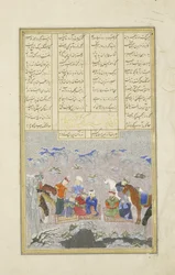 Perzsa 239 fol.243a A paladinok a hóban, illusztráció a Shahnama-ból (Királyok Könyvéből), Abul-Qasim Mansur Firdawsi (kb. 934-kb. 1020), 1444