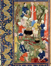 Étkezés készítése, illusztráció Hafiz Shirazi, Safavid epikus költeményéből