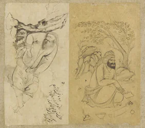 Pihenő ember, Iszfahán, Szafavida-dinasztia, 1639 (tinta papíron)
