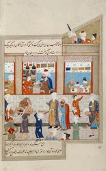 Jelenet Hosein Ibn Bajkarával a Timuridákról, miniatűr, Perzsia 16. század