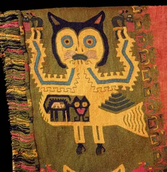 Jaguár gyapjúfigurája, Paracas kultúra, ie 1500 körül (textil)