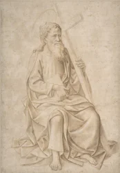 Ülő Szent Fülöp, kezében egy könyv és egy kereszt, 1422-57.