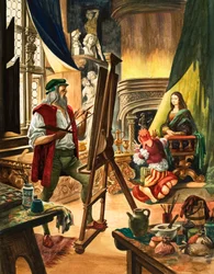 Leonardo da Vinci Mona Lisa portréját festi