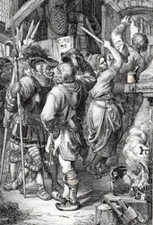 I. Gustav Vasa (vagy Gustav Vasa) (1496-1560) (Svédország leendő királya) menekülése Dániából menekülő parasztnak álcázza magát
