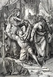 A németországi Wartburg kastély költői vetélkedője 1207-ben: a Minnesangerek verses játékokban versengenek, a trubadúr Henri d