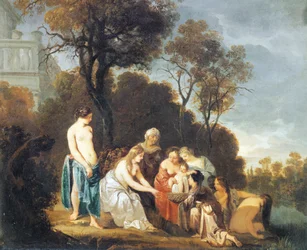 Mózes megmentette a folyóból, Peter Lely (1618-1680), olaj, vászon, 54x635 cm