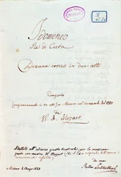 Lichtenthal Mozart „Idomeneo, Re di Creta” című művének első oldala