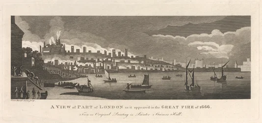 London egy részének képe, ahogyan az 1666-os nagy tűzvészben megjelent