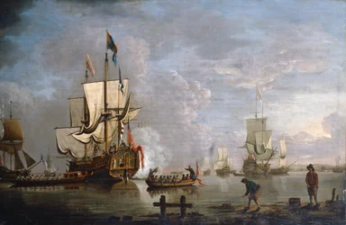 The Morning Gun: HMS Peregrine Rochesternél (olaj, vászon)