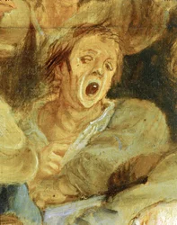 Egyházi ünnep vagy lakodalom egy faluban, 1635-38 körül (olaj, fa)