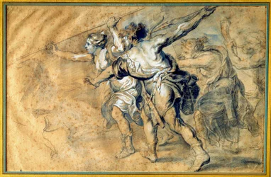 Atalante és Meleagre. Pierre Paul (Pierre-Paul) Rubens (vagy Peter Paul vagy Petrus Paulus) rajza (1577-1640) Ec. Nagyzolás