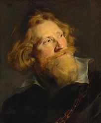 Barokk : Fehér galléros és aranyláncos szakállas férfi portréja, Rubens, Pieter Paul (1577-1640). Olaj, fa, 50,9x41,2. Magángyűjtemény
