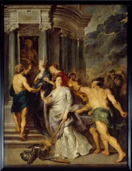 Marie de Medicis ciklusa (1573-1642): Az anya és a fia második háborúja Marie de Medicis és XIII. Lajos ellen. "" A béke megkötése Angersban 1620. 10. 08-án"". Pierre Paul (Pierre-Paul) Rubens (vagy Peter Paul vagy Petrus Paulus) festménye (1577-1640)
