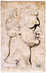 Domitianus, az első tizenkét Caesar közül nyolc tíz rajzából, Giovanni da Cavino érmei után (toll és tinta papíron)