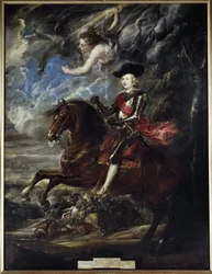 Ferdinánd csecsemő osztrák bíboros lovas portréja a nordlingeni csatában – Olaj, vászon, 1636 körül