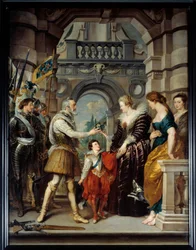 IV. Henrik (1543-1610) kilépett a német háborúba, és március 20-án Medicis Mária királynőre (1573-1642) bízta királyságának kormányát.