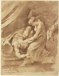 Judit lefejezi Holofernészt, 1609-10 körül (tus és mosás, papír)
