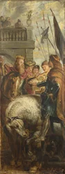 Clothar és Dagobert királyok vitáznak a mauritiusi császár hírnökével. Vázlat a főoltárképhez, St Bavo, Gent, 1611