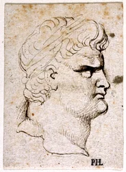 Nero, az első tizenkét Caesar közül nyolc tíz rajzából, Giovanni da Cavino érmei után (toll és tinta papíron)