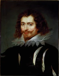George Villiers (1592-1628) Buckingham herceg portréja Pierre Paul (Pierre-Paul) Rubens (vagy Peter Paul vagy Petrus Paulus) festménye (1577-1640) V. 65x50 cm Palazzo Pitti, Galleria Palatina Firenze