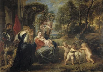 Pihenés az egyiptomi repülésen, szentekkel, c. 1635