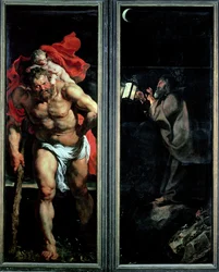 Szent Kristóf és a Remete, a Keresztről alászállás külső zsalugáterei triptichon, 1611-14