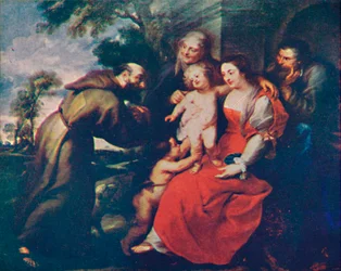 A Szent Család Szent Ferenccel és Annával, valamint a Kisgyermek Keresztelő Szent Jánossal, 1630. c1935