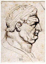 Vitellius, az első tizenkét Caesar közül nyolc tíz rajzából, Giovanni da Cavino érmei után (toll és tinta papíron)