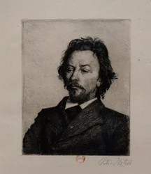 Vilhelm Hammershoi portréja, 1899 körül (rézkarc)