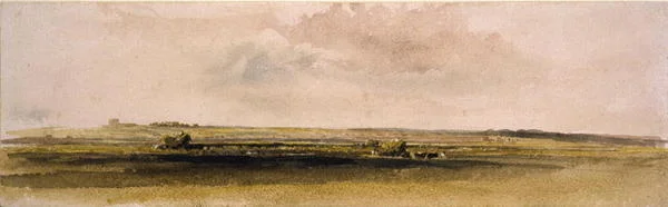 Szénakészítés a Lincolnshire Woldsban (akvarell papíron)