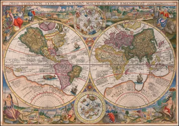 Petrus Plancius 1594-es kettős félgömb világtérképe