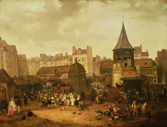 Örvendezés Les Halles-ban a francia Dauphin Louis (1781-89) születésének megünneplésére 1781. január 21.