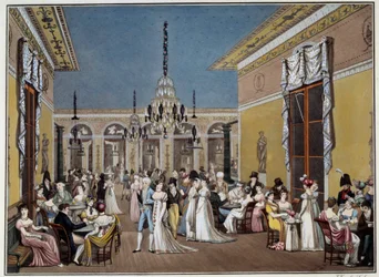 A Cafe Frascati nagy szalonja. Philibert-Louis Debucourt litográfiája (1755-1832)