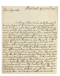 Autogramlevél Solomon Dayrolles-nak, Blackheath, 1754. szeptember 25. (toll és tinta papíron)