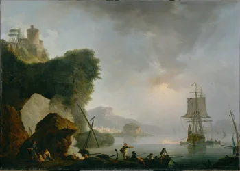 Seascape with sinking sun (festmény vászonra)