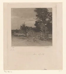 Farm egy országúton, fákkal Falu (eredeti cím)