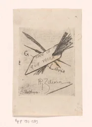 Ex libris tollal, ecsettel és palettával