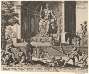 Jupiter szobra Olimpiában A világ nyolcadik csodája Maarten van Heemskerck után sorozatból, 1572