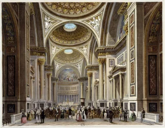 A Madeleine-templom belseje - in „” Promenade dans Paris et ses environs””, Jacottet és Benoist rajzai, szerk. Gihaut Frères