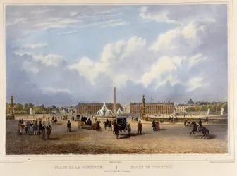 Place de la Concorde (obeliszk) - a „Séta Párizsban és környékén” című részben, Jacottet és Benoist tervezte, c. 1840