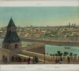 Zamoskvorechye kilátása a Kreml faláról Moszkva panorámájából 10 részletben, 1848 körül