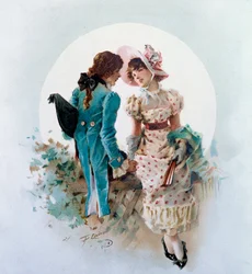 Moonlight Gallant jelenet. Philippe Jacques Linder (1835-?) litográfiája 19. századi magángyűjtemény