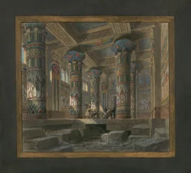 Philippe Chaperon szcenográfiája Giuseppe Verdi (1813-1901) Aida című operájához: Ízisz temploma
